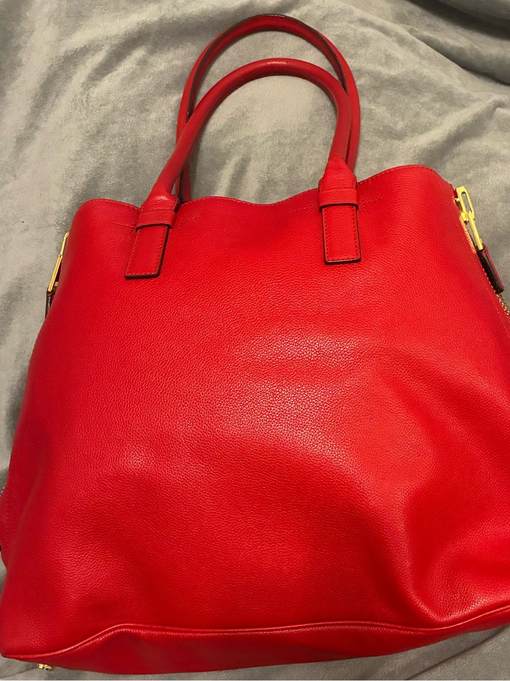 Tom Ford Red Leather Tote with Gold Hardware